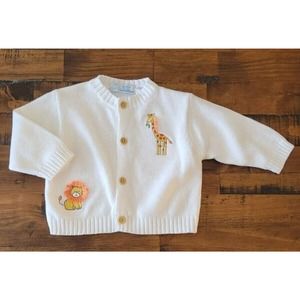 Babyface Baby Ivory Sweater 6 to 9 Months Cotton w/ Lion and Giraffe